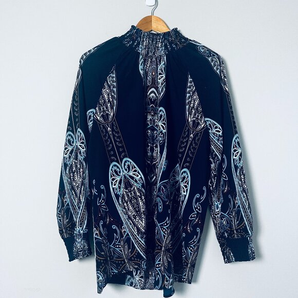 Chico's Tops - 2/$30 Chico's Paisley Print Smocked Neck Blouse XL
